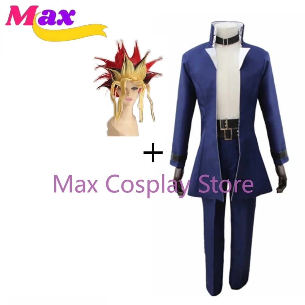 Max Il Lato Oscuro delle Dimensioni Chiesa Yugi Cappotto Blu Pantaloni Costume Cosplay Muto Yugi Uniforme Set Vestiti YXW