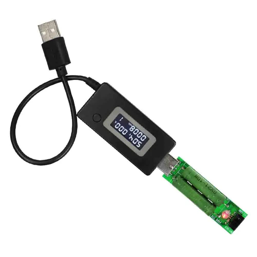 Digital USB Voltage Current Capacity Meter with LCD Interface and Load Resistor for Power Bank Efficiency Test