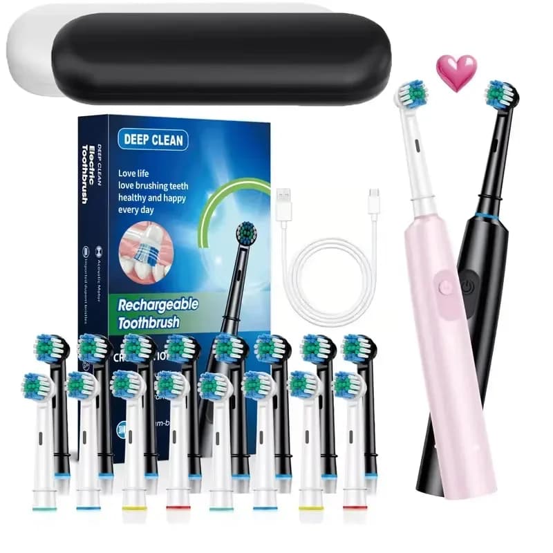 Rechargeable Intelligent Rotating Electric Toothbrush Compatible with Replacement Box and Heads
