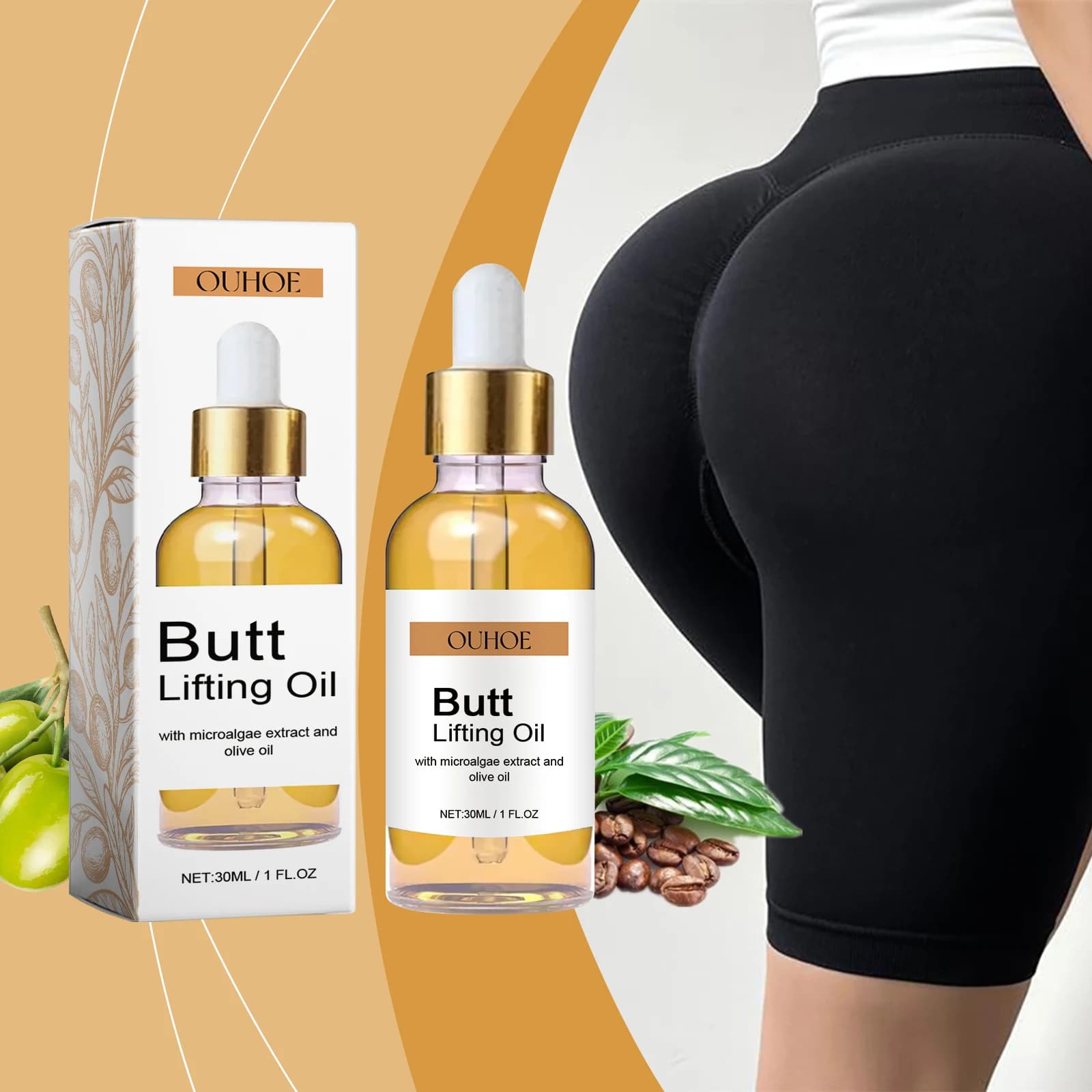 Olio Essenziale per Sollevamento e Rassodamento Glutei, Nutriente, Idratante, Tonificante, Modellante, per un Corpo Sexy e Cura del Massaggio dei Glutei
