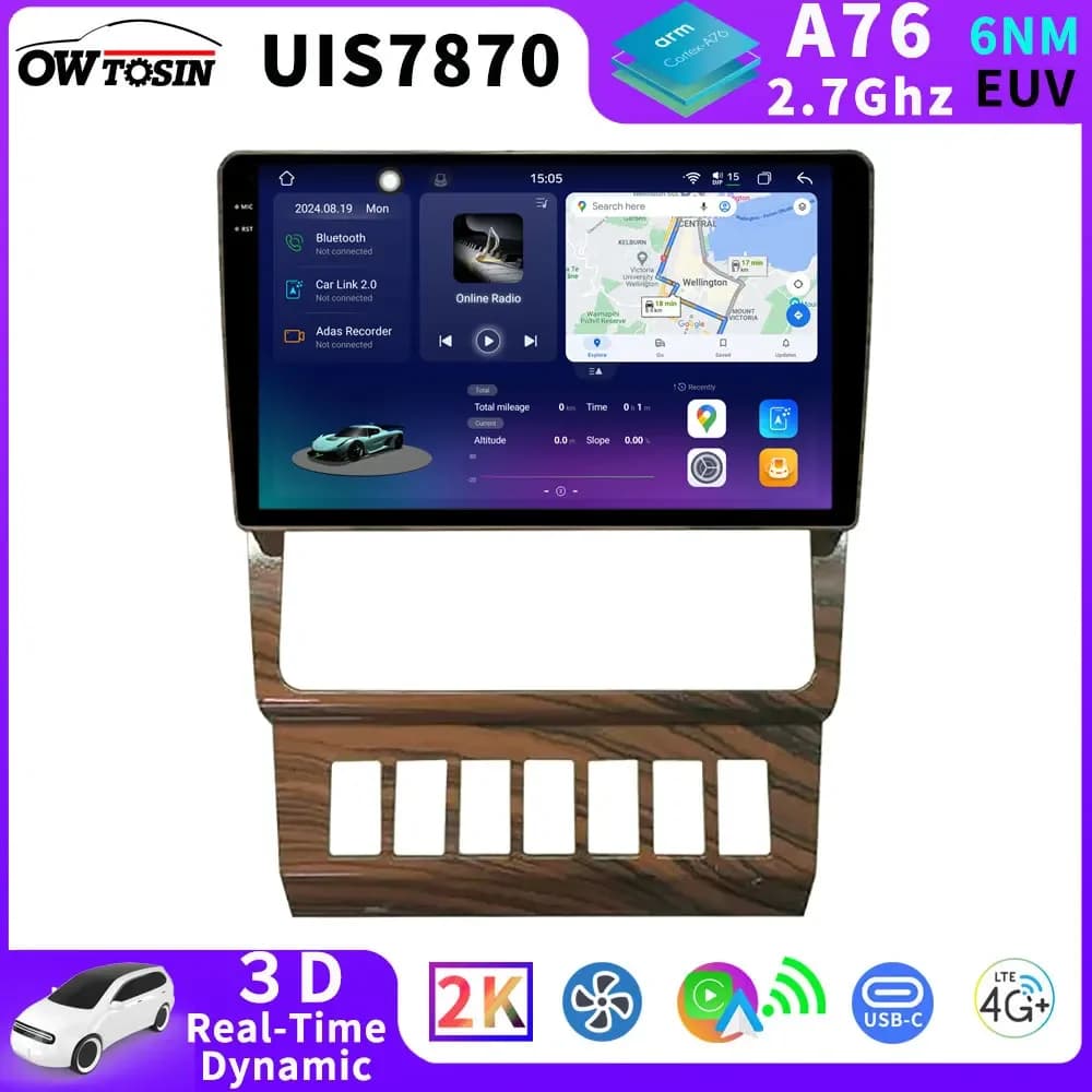Schermo QLED 2K 7870 A76 2.6GHz Android 13 12G + 256G Lettore autoradio GPS per Mercedes Benz Classe E W124 1986-1995 Video CarPlay