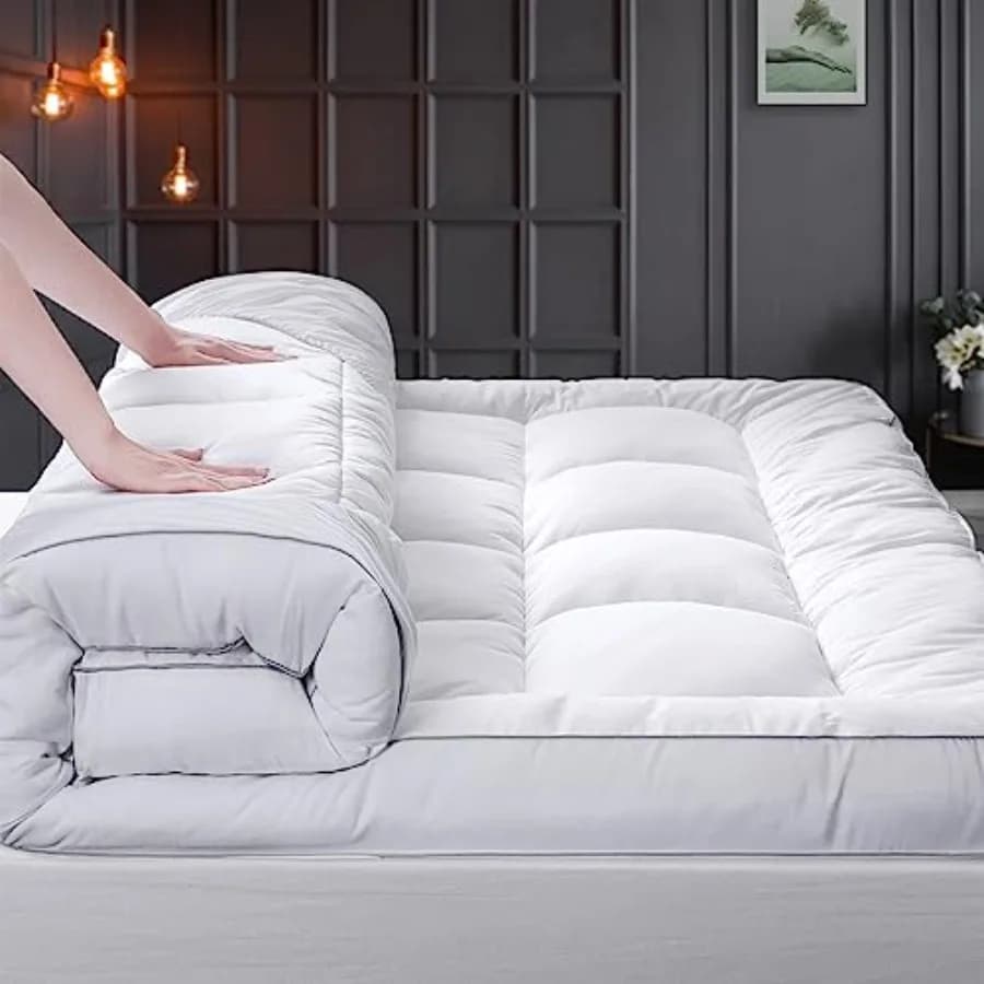 Extra Thick Mattress Topper, Pillow Top Mattress Topper Overfilled 1300 GSM Down Alternative for Back Pain, Cotton Super Soft Q