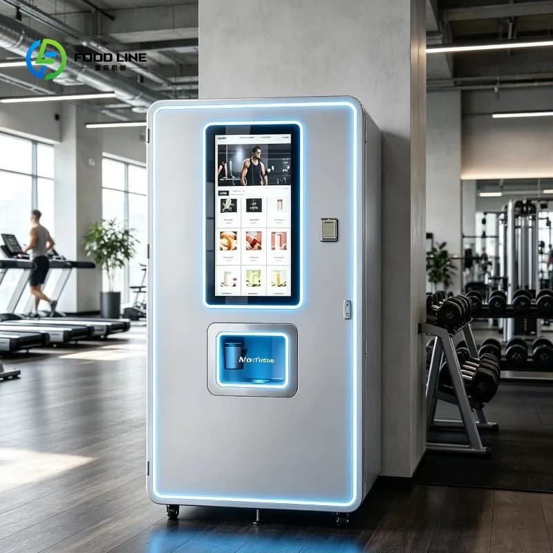 Customized Intelligent Unmanned Self-Service Gym Vending Machine, Auto-Serve Protein Powder Shakes with Fitness LED Lighting