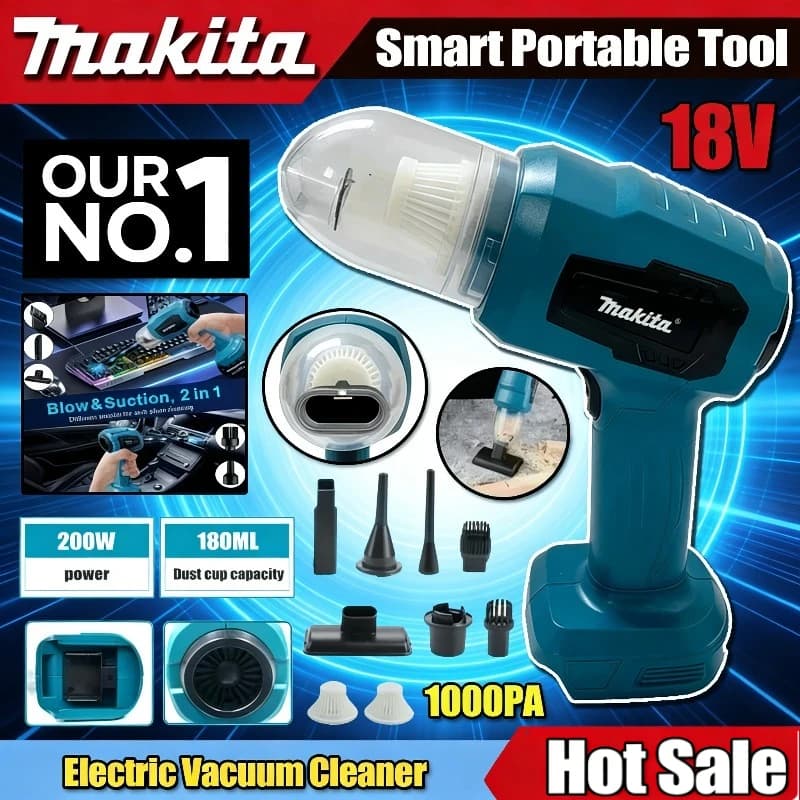 Mini aspirapolvere per auto Makita senza fili, multifunzione, portatile, ricaricabile, strumento per la raccolta della polvere, compatibile con batterie Makita.