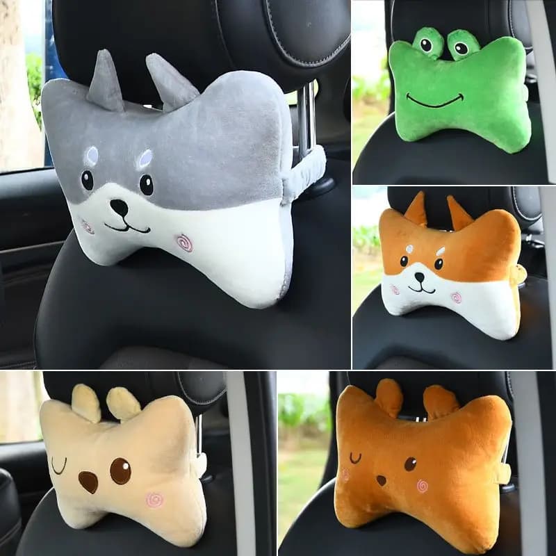Nuovo cuscino poggiatesta del fumetto poggiatesta carino peluche cartone animato animale auto cuscino di supporto lombare creativo accessori per cuscino per il collo dell'auto