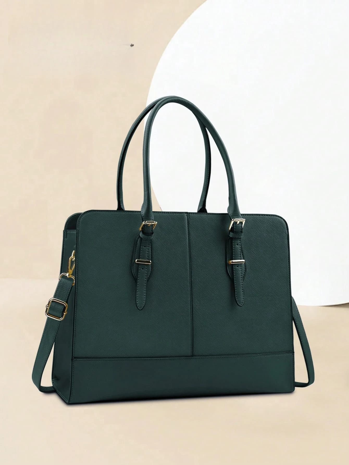 15.6 Inch Leather Laptop Tote Bag For Women - Waterproof Professional Work Bag & Computer Briefcase | Large Capacity Shoulder Handbag For Office, Business & Travel