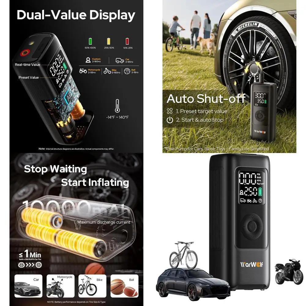 Gonfiatore digitale portatile per pneumatici da 160 PSI con spegnimento automatico per auto, biciclette, motocicli e altro ancora