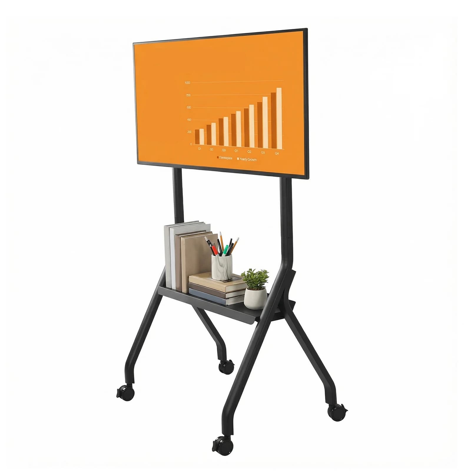 Supporto per lavagna interattiva per schermi da 42-75 pollici, carico massimo fino a 210 libbre, con ruote e ripiano per laptop, per ufficio/aula/casa
