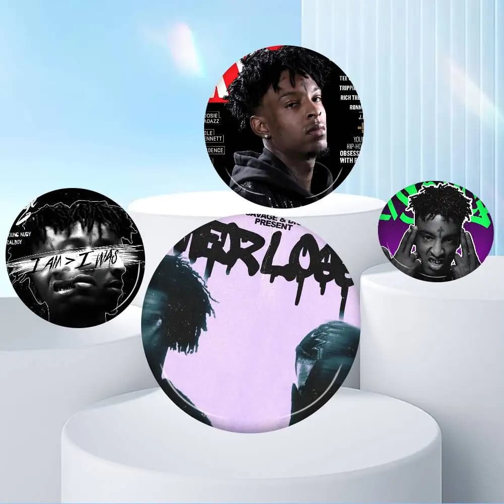 Spilla creativa in latta con icona animale, stile Hip Hop Rapper 21 S-Savage, per risvolto, zaino, accessori