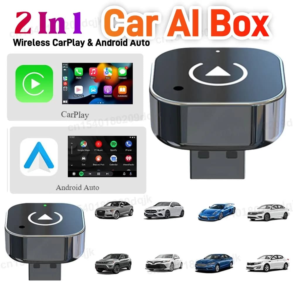 Adattatore Wireless 2 in 1 per CarPlay e Android Auto, Dongle USB Intelligente con Connessione Automatica, Adattatore Plug & Play per Auto con CarPlay Cablato di Fabbrica
