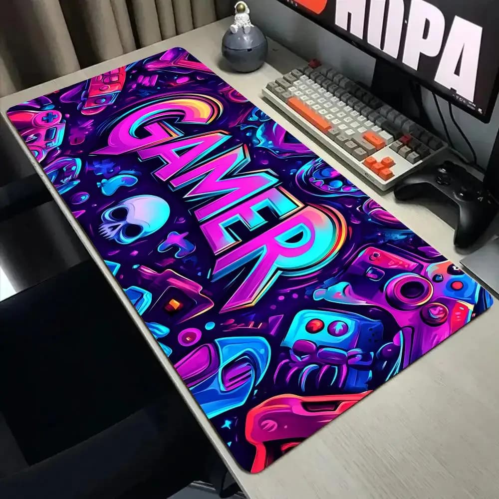 Tappetino per mouse con illustrazione artistica alla moda, tappetino da scrivania con bordo cucito, tappetini da gioco antiscivolo, accessori per PC, tappetino per tastiera, mousepad