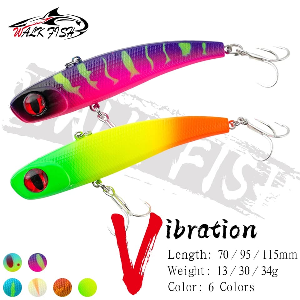 CAMMINARE PESCE 1PCS Nuovo VIB Richiamo 13g 24g 30g 34g richiamo di pesca inverno ghiaccio Affondamento Artificiale Swimbait Pesca Rattlin Esca Giappone Gancio