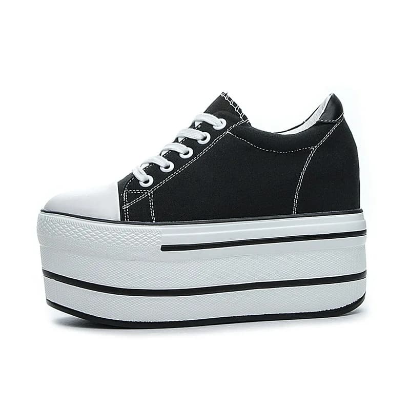 NEW Fashion Canvas Shoes Breathable Women Super High Heel Sneakers Platform Shoes Women Autumn Women's Chunky Vulcanize Sneaker
