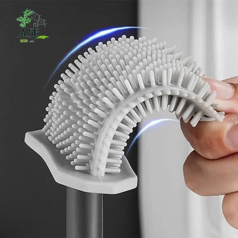 A05E-Scopino per WC in silicone premium - Grigio - Porta scopino con montaggio a parete e asciugatura turbo