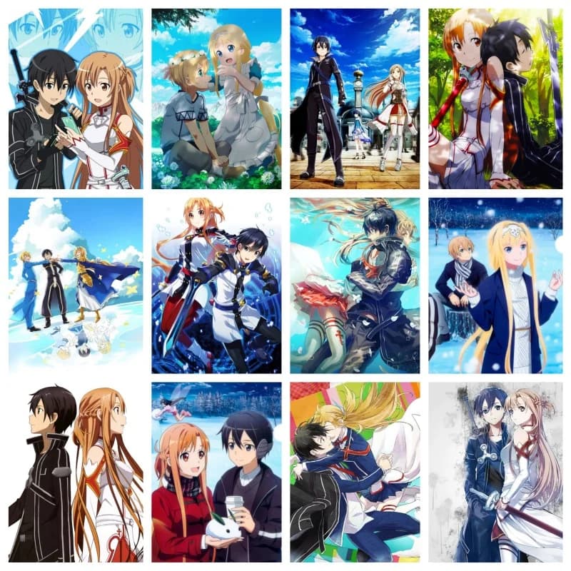 Sword Art Online Picture Japanese Anime Character Kirito Asuna 5D Diamond Painting Kit Mosaic Embroidery Room Decor Fan Gift