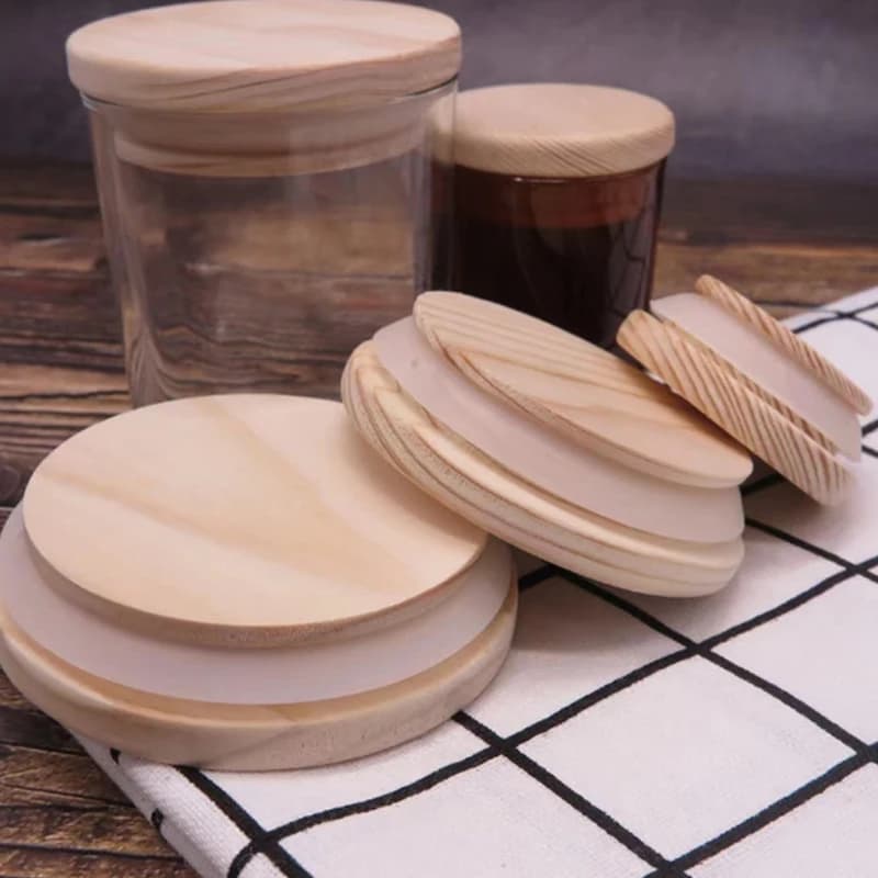 【Peace】Silica Gel Circle Seal Up Cover Pine Wood Cover Flower Wood Cover Seal Up Cani Storage Jar Handmade Candle Cup Lid