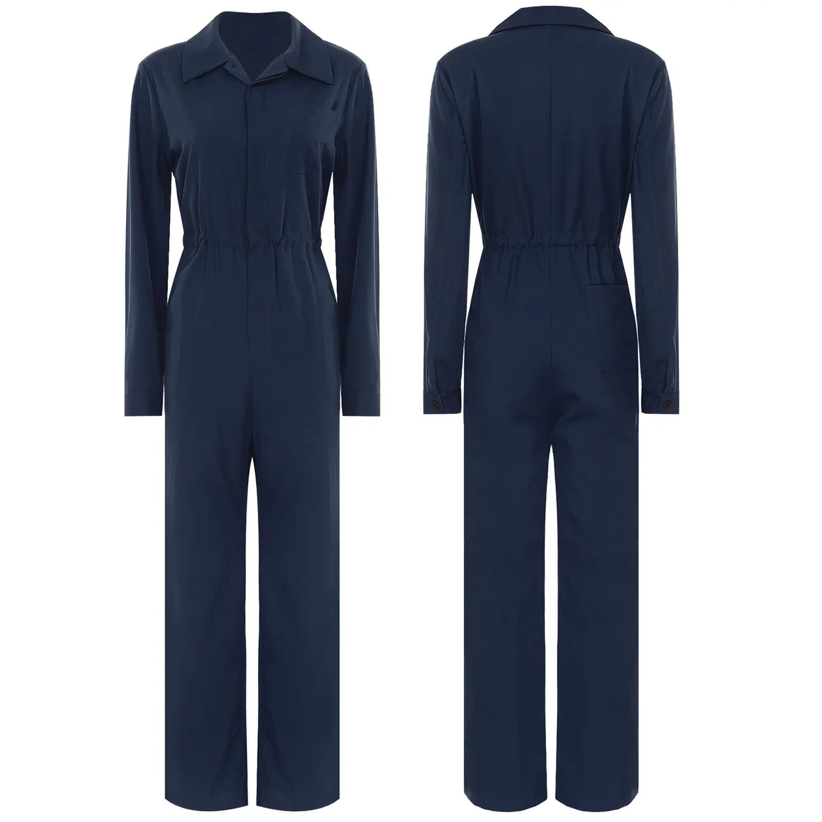 Tuta da donna Tuta tinta unita Manica lunga Colletto rovesciato Bottoni con patta Pagliaccetto Moda Casual Lavoro Viaggi Vacanza Homewear