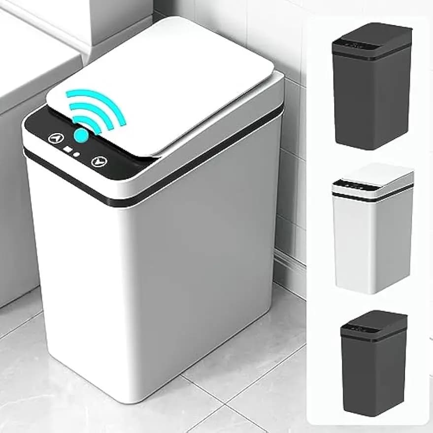 Pattumiera senza contatto da 12 litri pattumiera da bagno intelligente pattumiera stretta automatica con sensore di movimento del coperchio pattumiera per cucina camera da letto