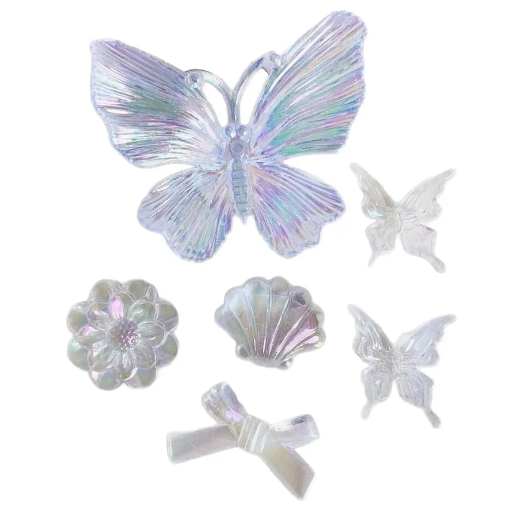 12 Pezzi Charm per Scarpe a Forma di Farfalla Luccicante, Accessori per Scarpe con Fiocco e Conchiglia per Ciabatte e Sandali da Donna
