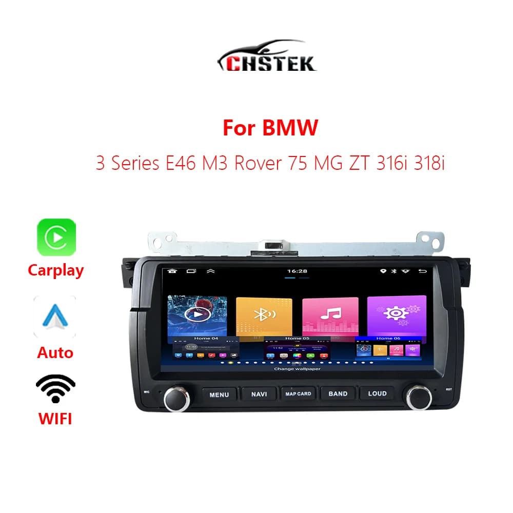 CHSTEK Autoradio 8.8 "Android Auto Carplay Per BMW Serie 3 E46 M3 Rover 75 MG ZT 7 1998-2007 Navigazione Bluetooth WIFI Stereo