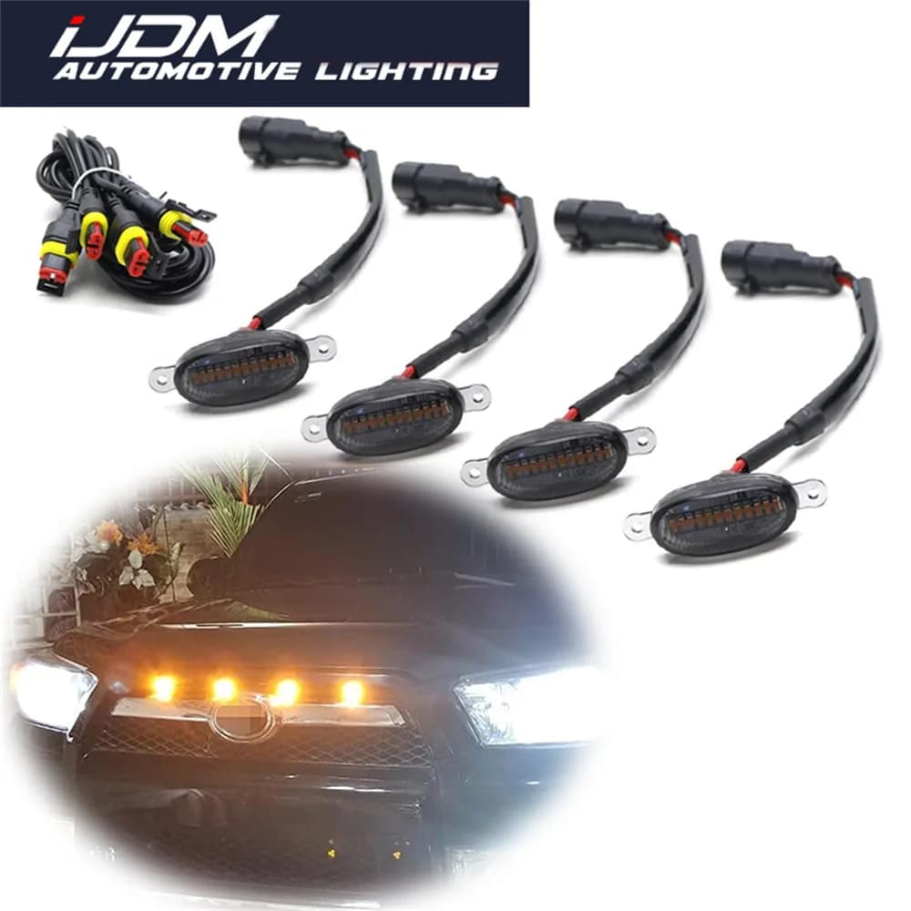 Universale adatto per camion SUV Super luminoso ambra / bianco LED luci della griglia anteriore per auto luci di posizione con kit cablaggio