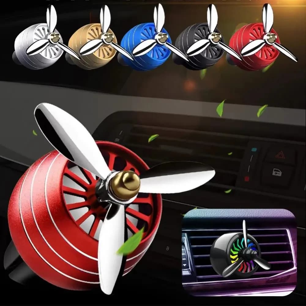 Car Perfume Diffuser LED Light Rotating Fan Fragrance Air Force 3 Outlet Auto Aromatherapy Accessories for Deodorant for Environments