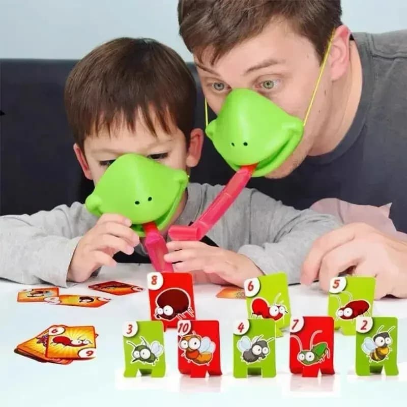 Frog mask squirting tongue lick cards Children's table games Family party toys Antistress fun table puzzle games