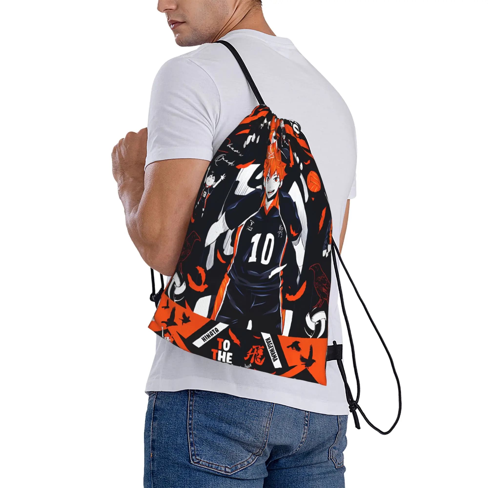 Haikyuu Volleyball Friendship Drawstring Bag Retro Football Gym Backpack For Men Large Capacity Sackpack String Bags