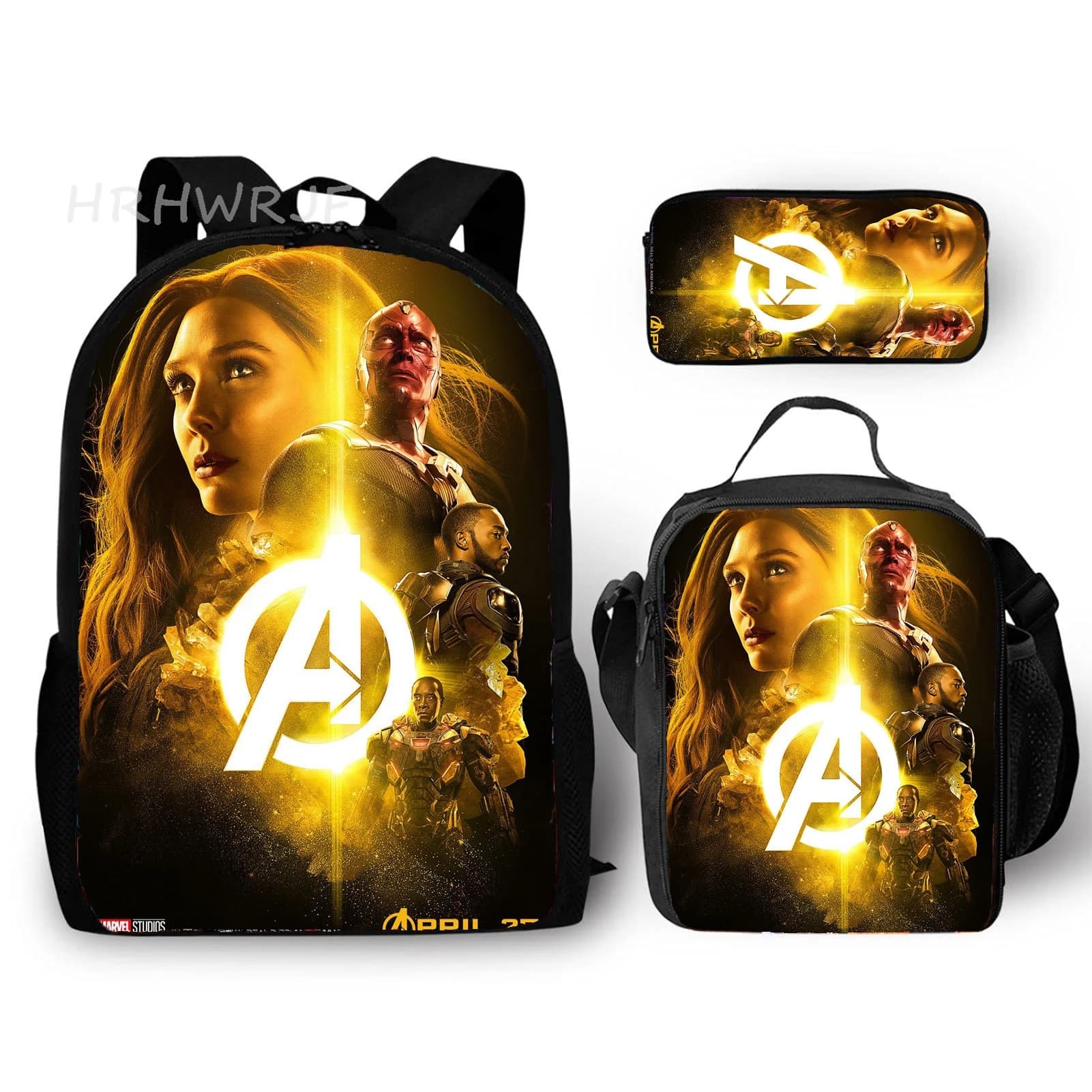 Avengers Cartoon 3pcs Backpack For Primary School Students With Lunch Bag Lightweight Superhero comic style Children School Bag