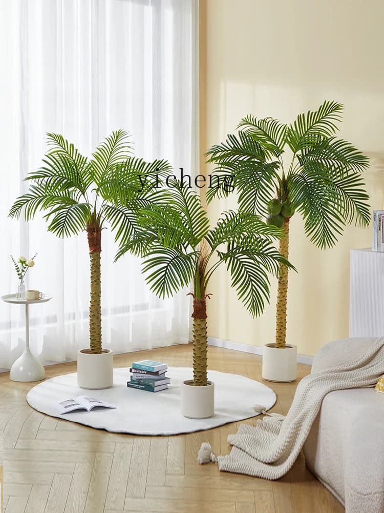 Simulation Green Plant Large Vase Coconut Tree Interior Decoration Areca Palm Needle Sunflower Palm Fake Palm