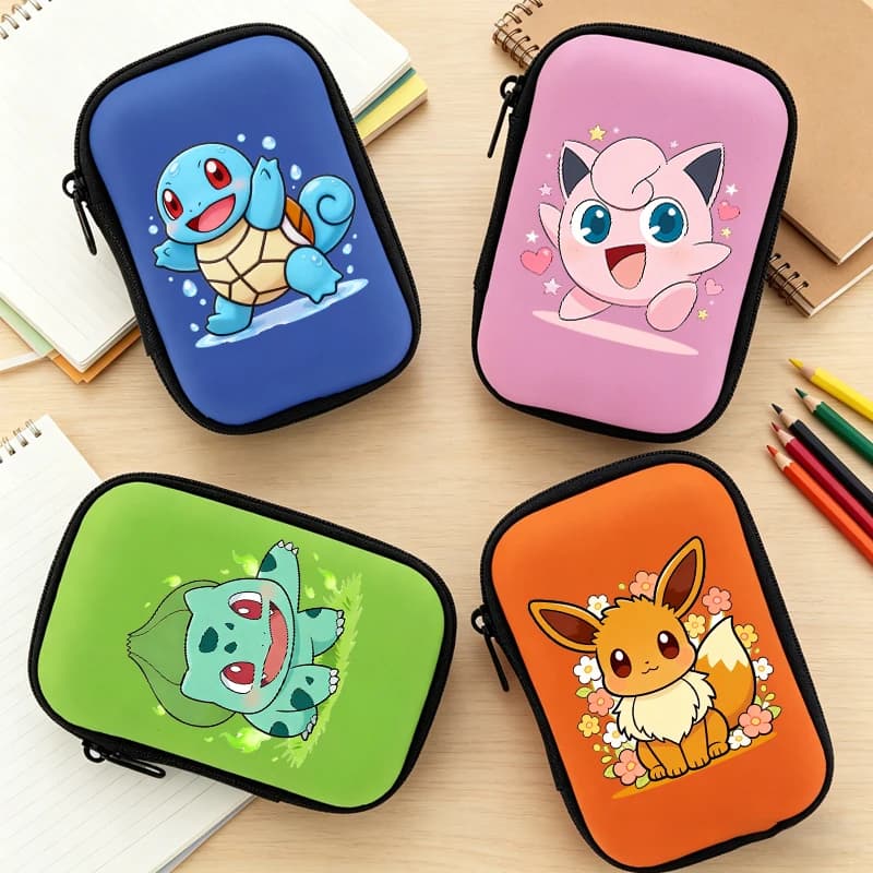 Scatola Portacarte Quadrata Anime Pokémon, Scatola Portacavi con Stampa Cartoon Pikachu, Borsa Portatile alla Moda per Ragazzi e Ragazze, Regalo