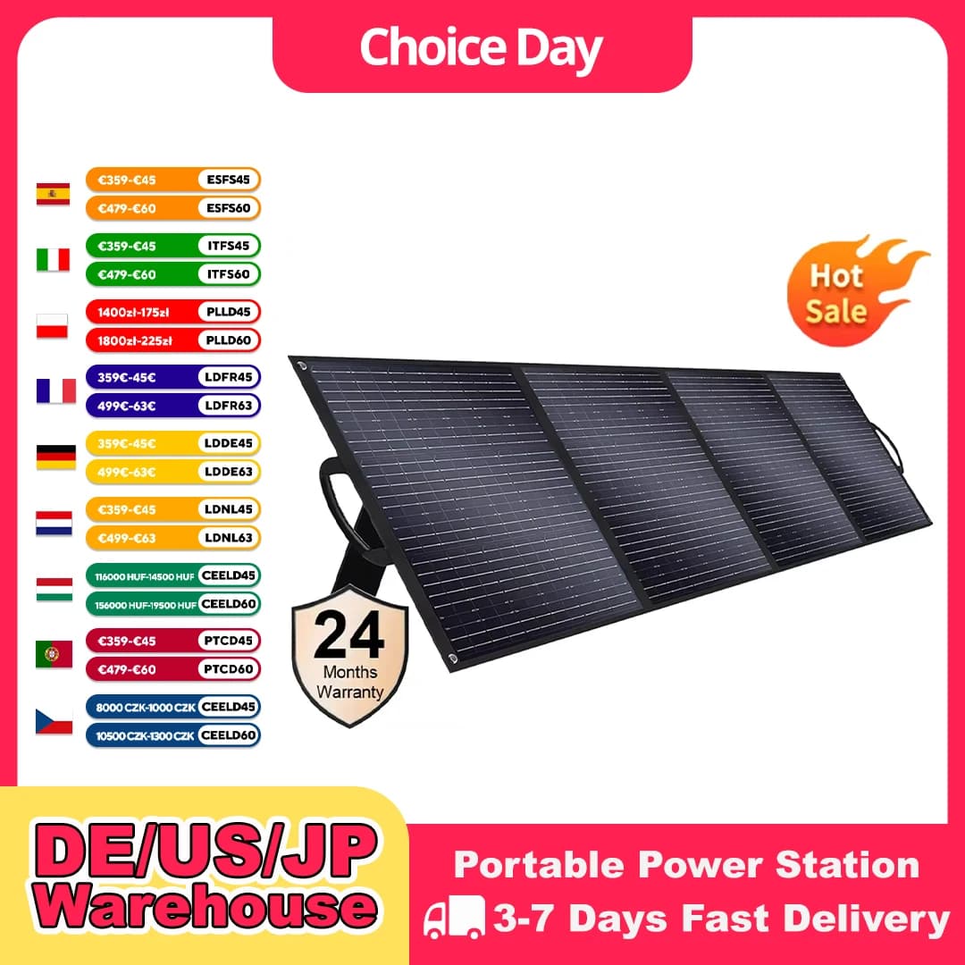 SOLARPLAY Pannello solare pieghevole portatile da 200 W Pannello solare flessibile da 18 V per viaggi in campeggio in famiglia per la centrale elettrica da campeggio turistica