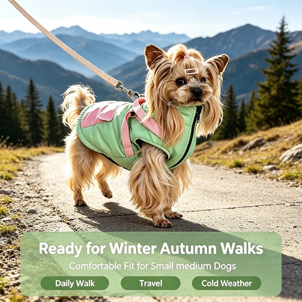 Dog Jacket with Harness Winter Dogs Clothes for Small Medium Pets Outdoor Hunting Hiking Vest Yorkshire Chihuahua Pug Outfits