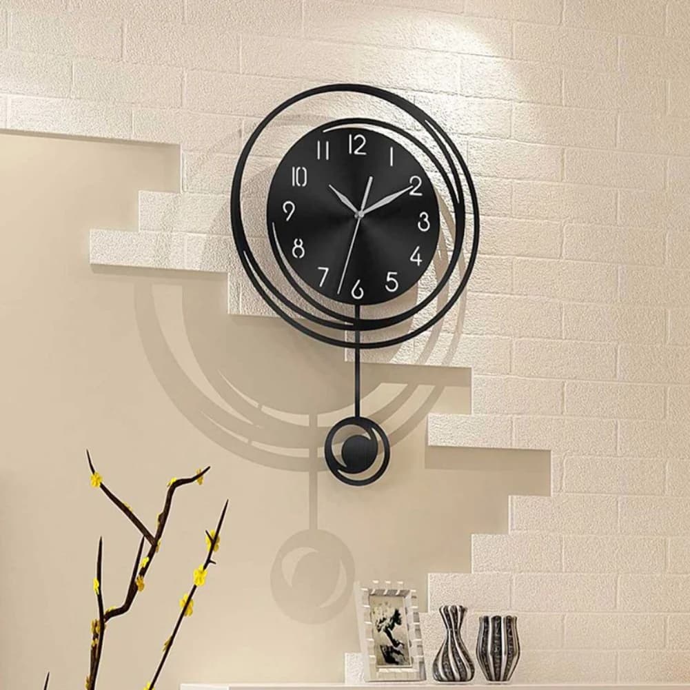 Orologio da Parete con Pendolo a Batteria, Decorativo, Silenzioso, Senza Ticchettio, Movimento al Quarzo, Adatto per Cucina e Soggiorno