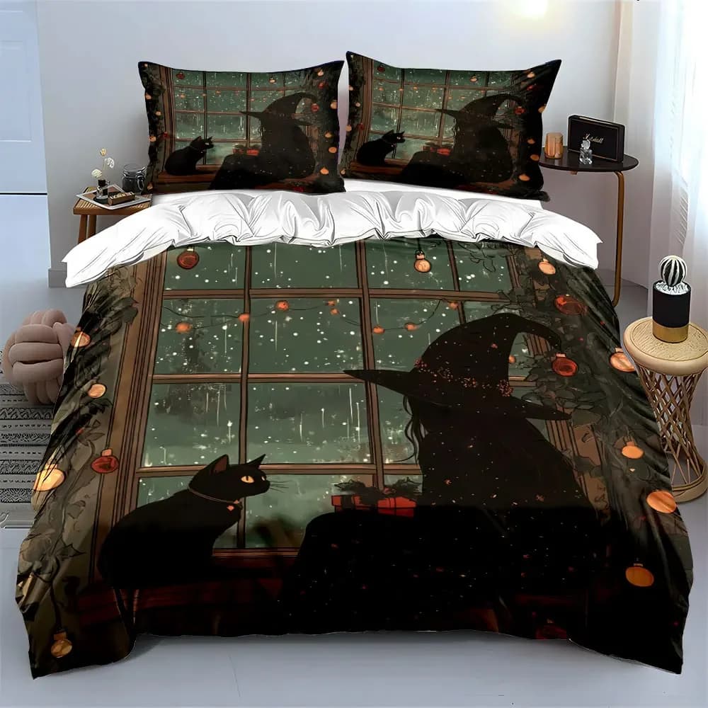 Set di Biancheria da Letto con Design Accogliente da Strega, Morbido e Confortevole, Include 1 Copripiumino e 2 Federe, Idea Regalo