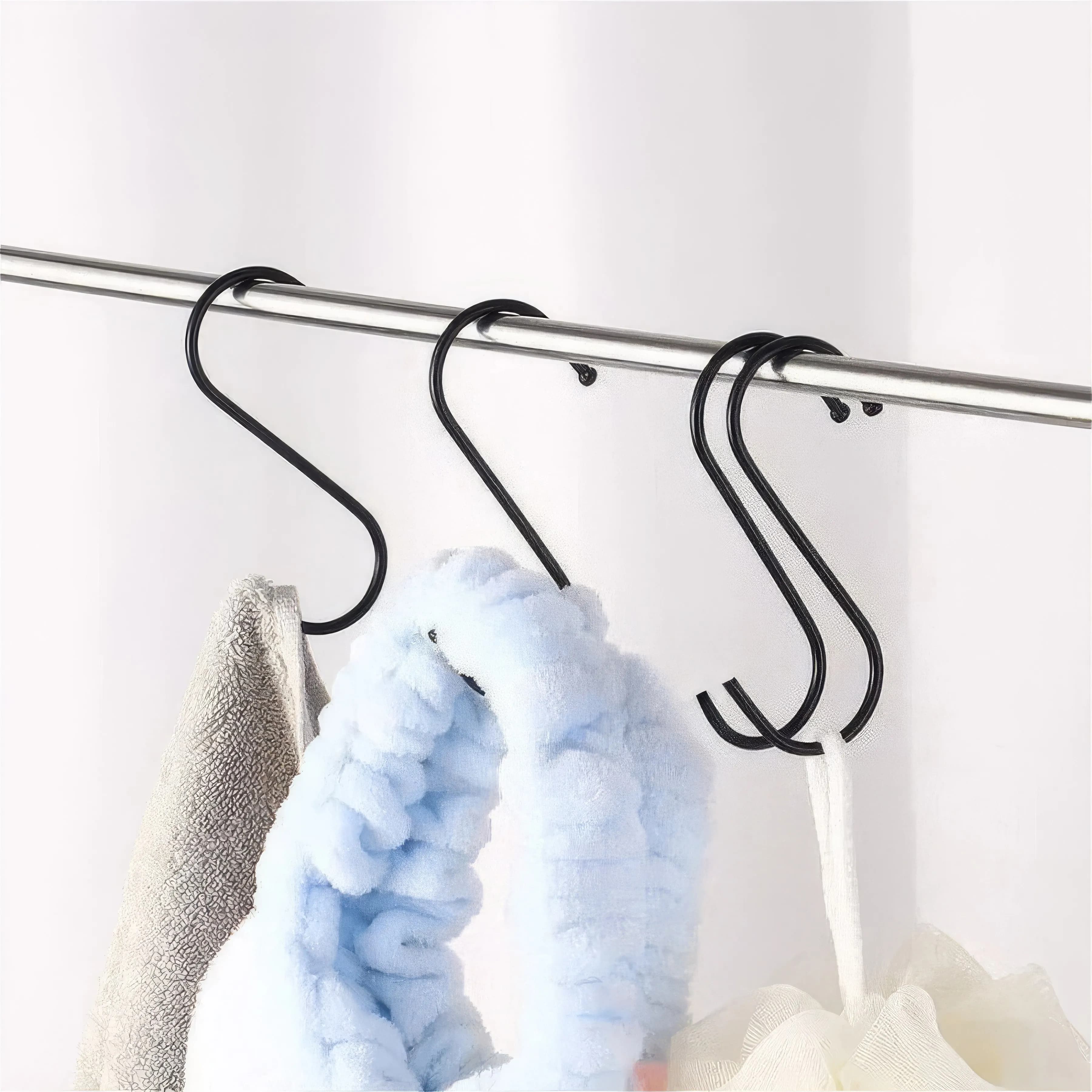10/20 Ganci a S Neri, Ganci Multifunzionali da Parete, Utilizzati per Appendere Piante, in Cucina, nell'Armadio, Ganci Neri