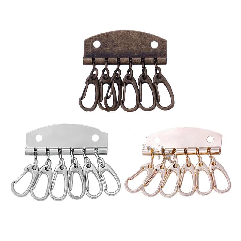 1 x portachiavi in metallo portachiavi portachiavi con 6 moschettoni per portafoglio artigianale in pelle portachiavi borsa hardware