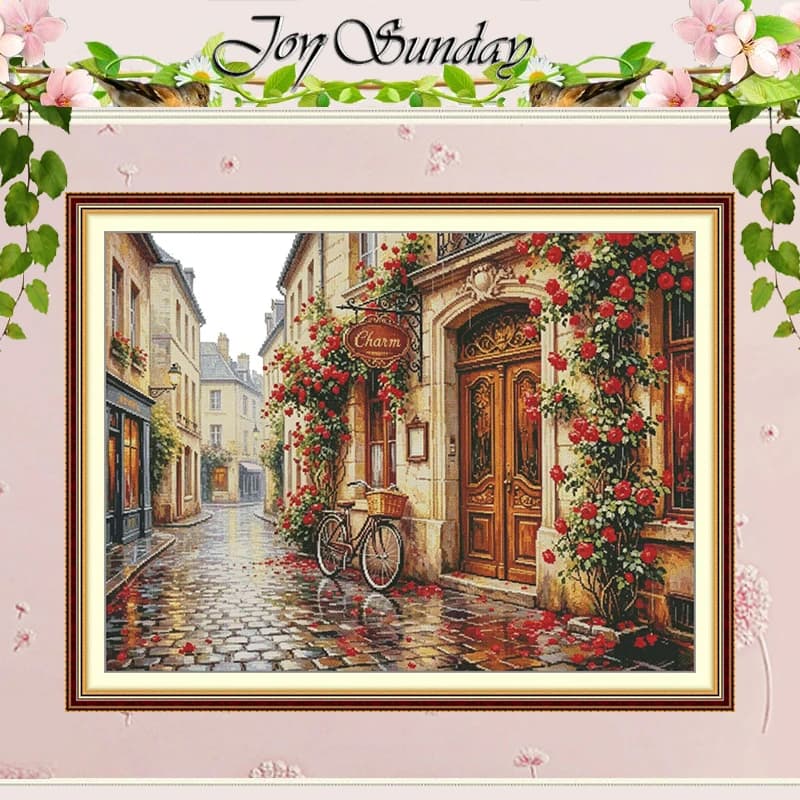 Rose Alley After the Rain Patterns Counted Cross Stitch Set 11CT 14CT 16CT Stamped DMC Cross-stitch Kit Embroidery Needlework