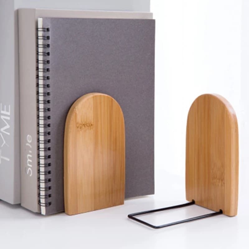 Organizer da Scrivania in Bambù Naturale, Fermalibri, Supporto per Libri, Scaffale, Libreria