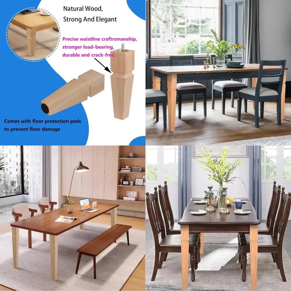 Gambe per Mobili in Quercia Non Trattata da 30 Pollici - Set di 4 Gambe Alte in Legno Resistente per Tavoli, Panche, Pouf (Naturale)