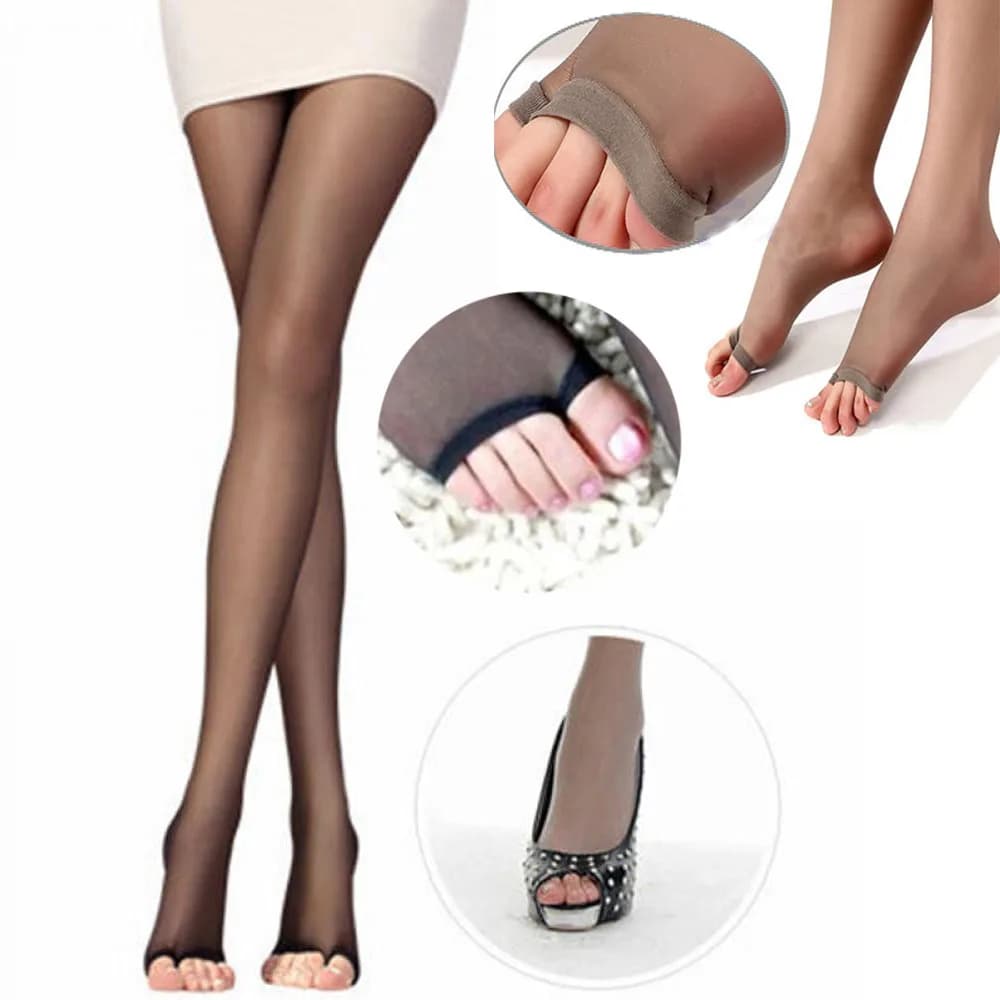 Womens Ultra-Thin Open Toe Tights Socks Stockings Pantyhose