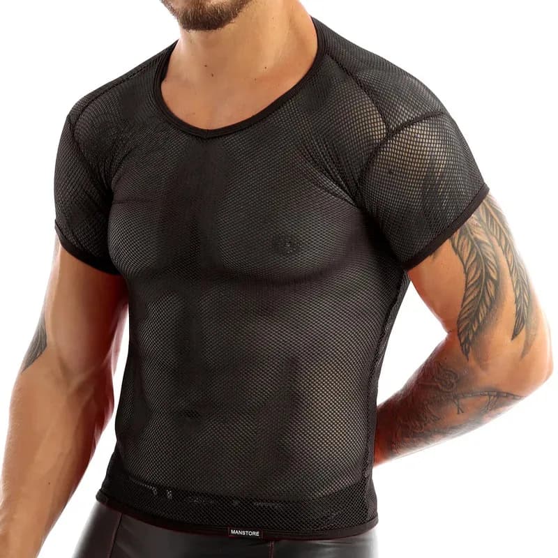 Men's T-shirt on the net Cycling base Top transparent Clubwear on the net Canotta Men's Shirt Sportswear Breathable Yoga Fitness