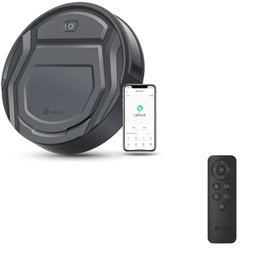 M210Pro Robot Vacuum Cleaner for hard floors and carpets, ABS plastic body, black color, powerful suction and remote control co