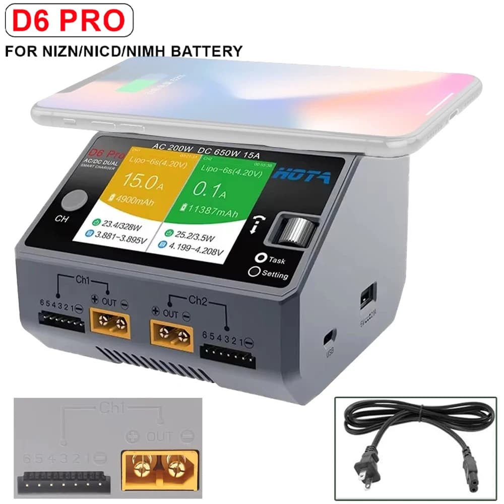 NEW HOTA D6 Pro Grey AC 200w DC 2x325w /15a Channel Smart Battery Charger Discharger Lipo Charger For Rc Drone Spare Parts