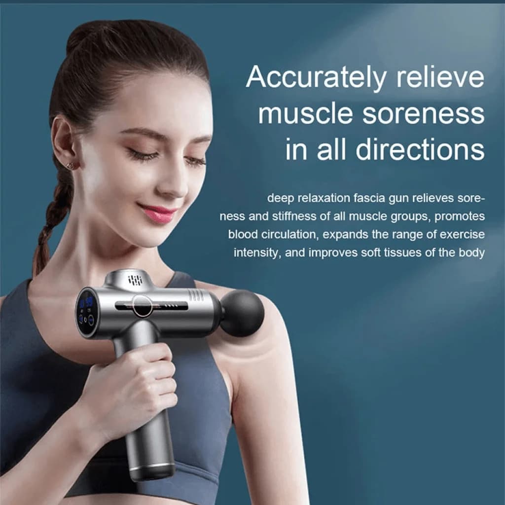 Massaggiatore muscolare elettrico Pistola portatile per massaggio a vibrazione della pistola per fascia per il corpo Collo Schiena Rilassamento muscolare profondo Fitness Dimagrante