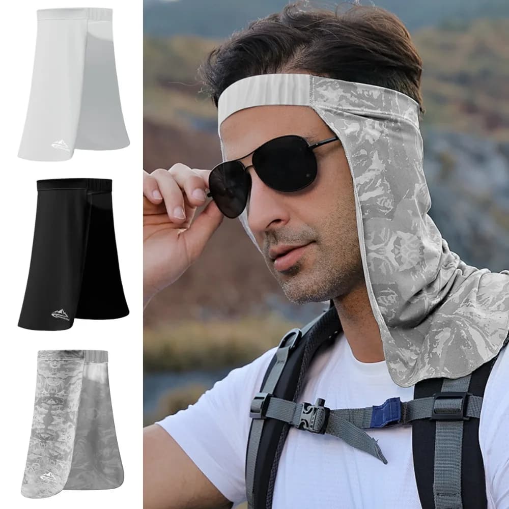 Elastic Fitness Elastic Headband Breathable Lengthened Brim Sun Protection Headband for The Neck Ice Silk Face Mask