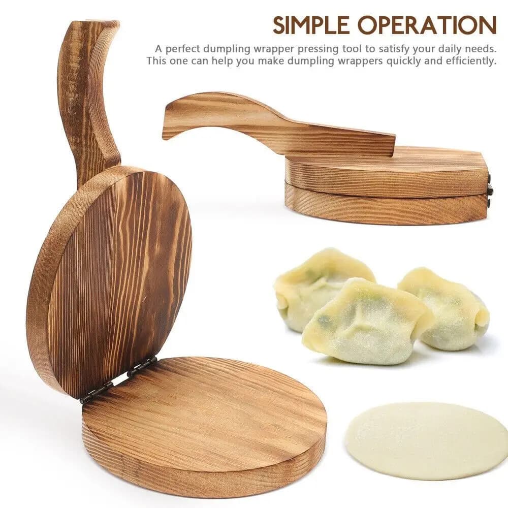 Pressa per involucro per gnocchi in legno fai-da-te Accessori per la cottura della cucina Forma rotonda Chapati Pressa per pasticceria Strumento Pressa per impasto per uso domestico