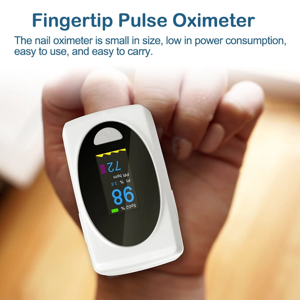 Medical pulse oximeter for fingertips Monitor for oxygen saturation in blood Oxide wrist, heart rate and oxygen meter with quick reading Spo2