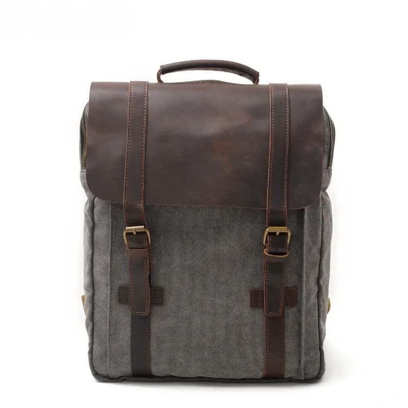Zaino militare in tela e pelle per uomo e donna, borsa da scuola alla moda per uomo, zaino unisex Mochila