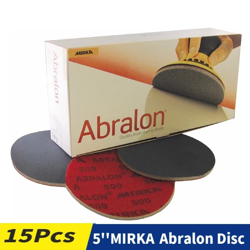 Mirka Abralon Polishing and polishing discs with 5 inch sponge sandpaper foam holder with hook and ring Floated sheets for 125 mm handle discs